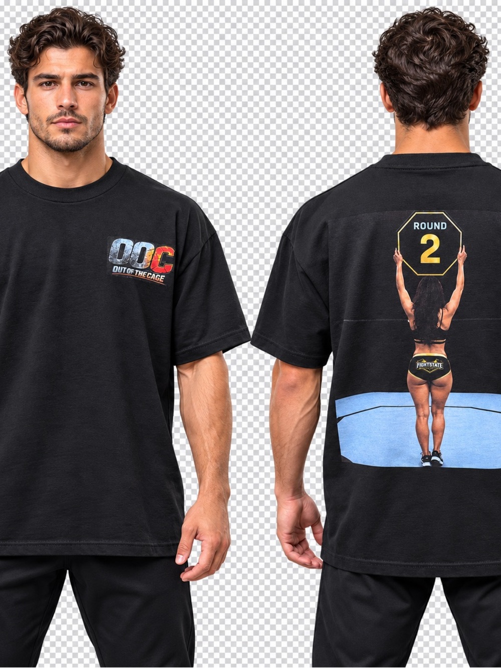 OOC by FightState Apparel Ring Girl Black Graphic Unisex Tee – Round 2